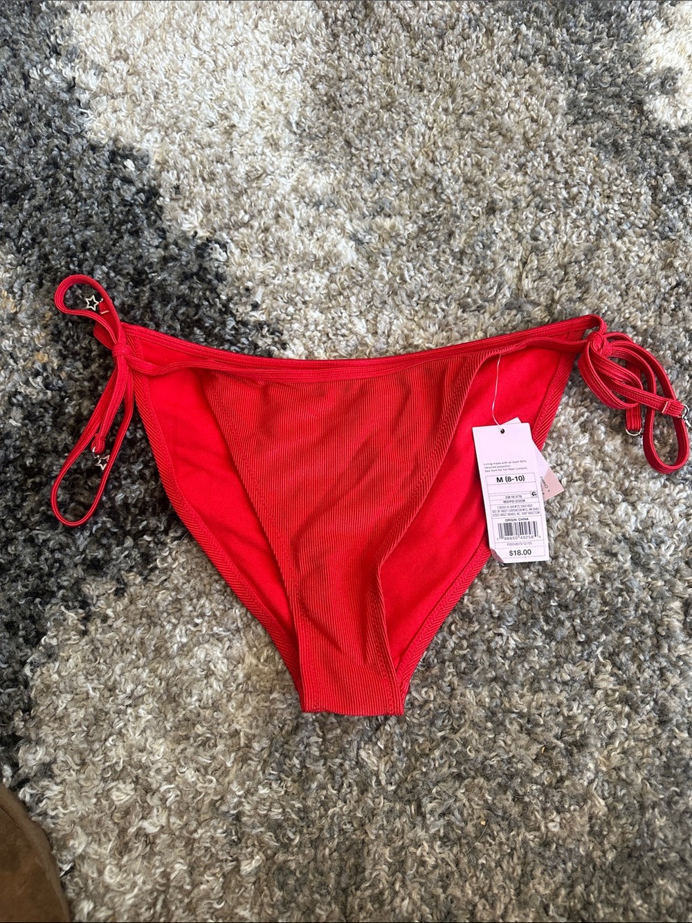 wild fable Red Ribbed Side-Tie Bikini Bottom